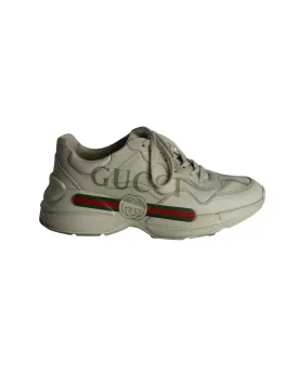 Gucci Rhyton Interlocking G Sneakers in Beige Leather