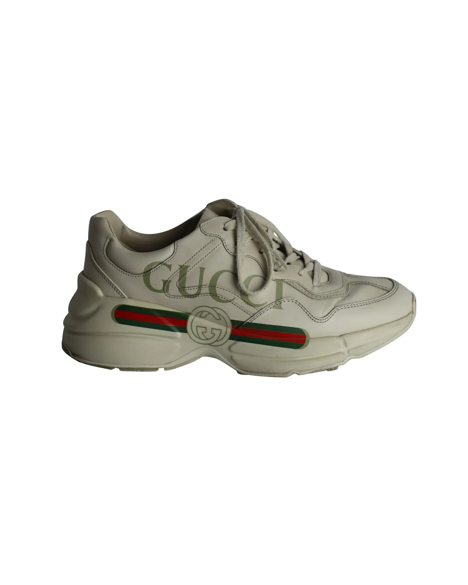 Gucci Rhyton Interlocking G Sneakers in Beige Leather