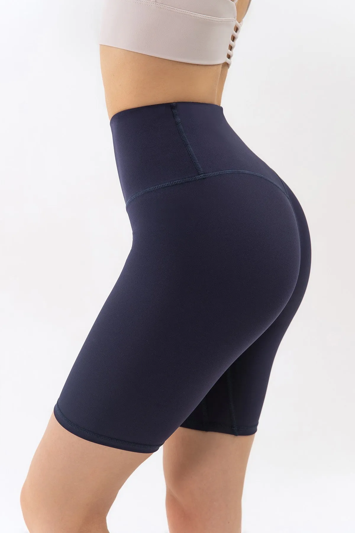 High-Rise No Seam Front Biker Shorts