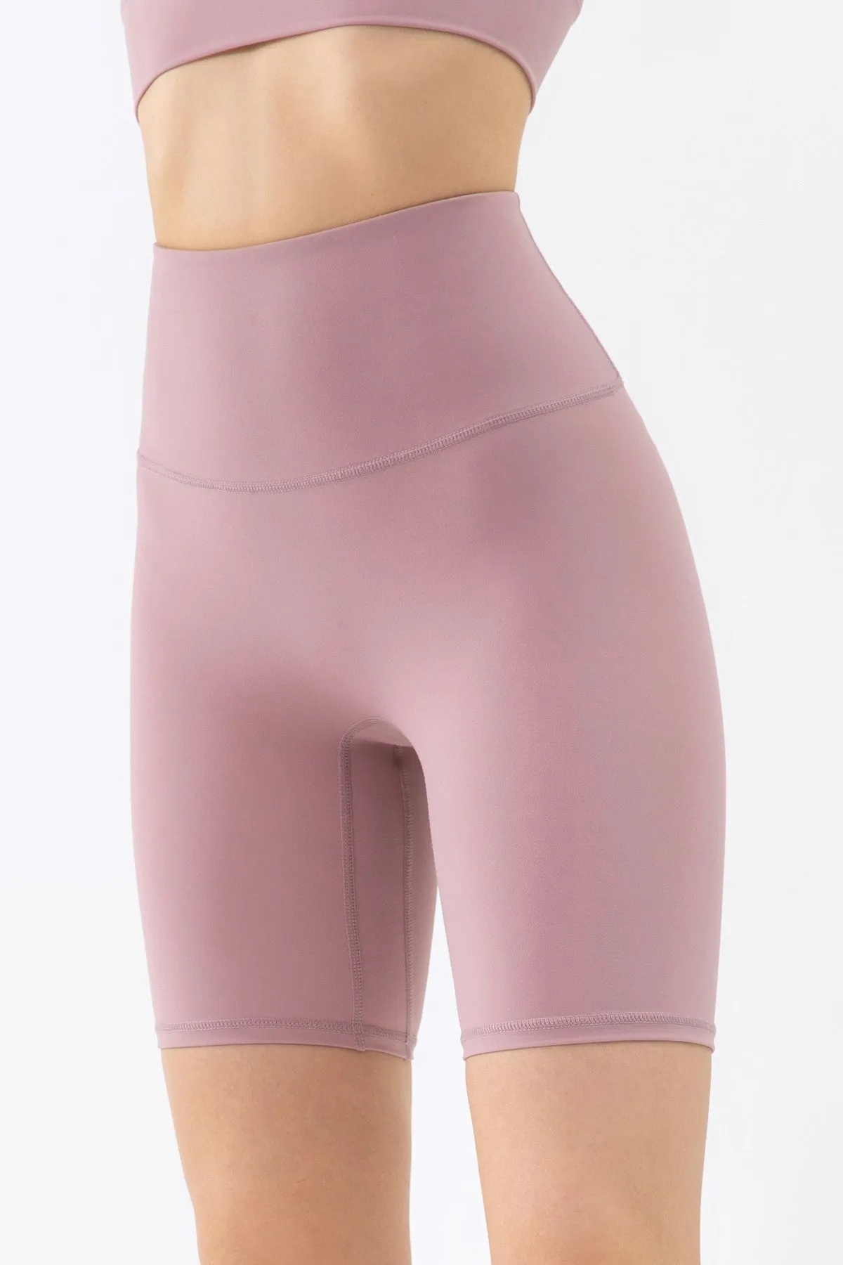 High-Rise No Seam Front Biker Shorts