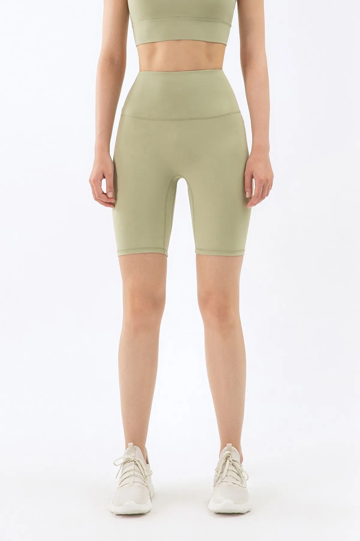 High-Rise No Seam Front Biker Shorts