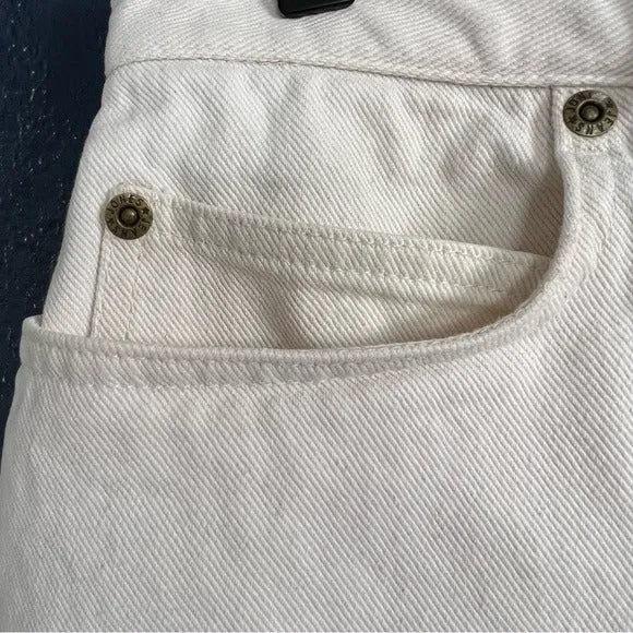 Jones Jeans Vintage Mid Thigh Cream Cotton Denim Shorts