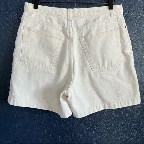 Jones Jeans Vintage Mid Thigh Cream Cotton Denim Shorts