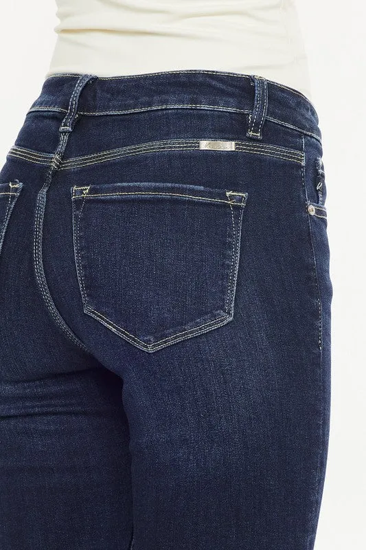 KanCan High Rise Button Down Cuffed Bermuda Jeans