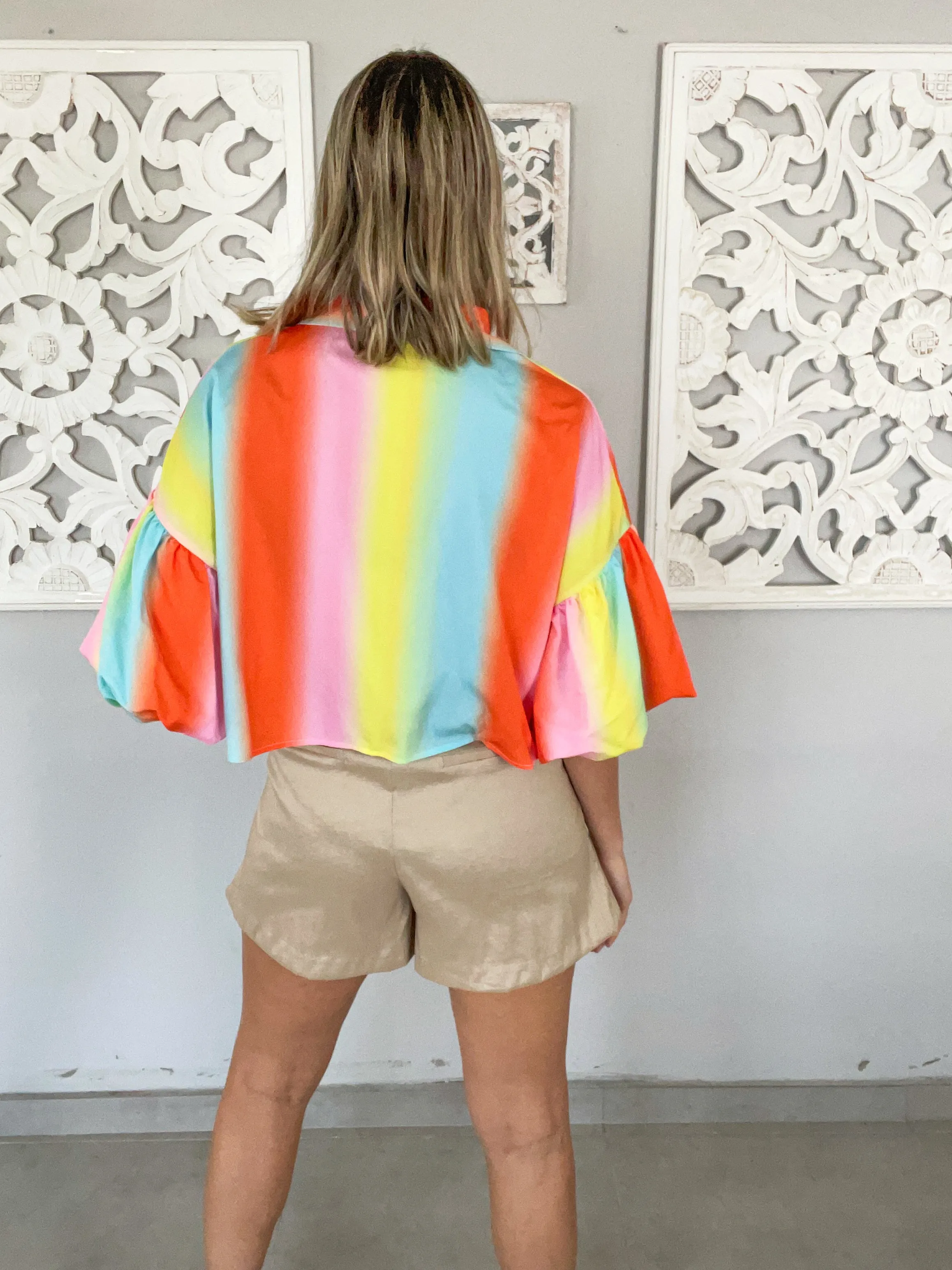 KHAKI STRETCHY BELTED SHORTS
