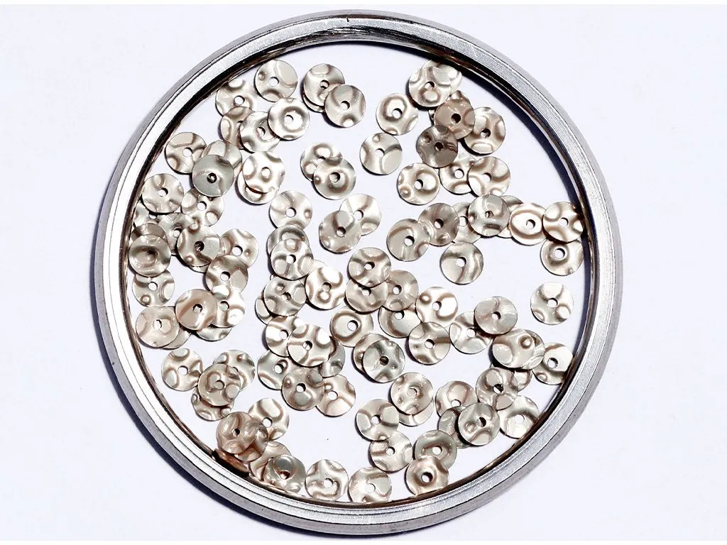 Light Silver Centre Hole Designer Circular Plastic Sequins- 7 mm(Wholesale)
