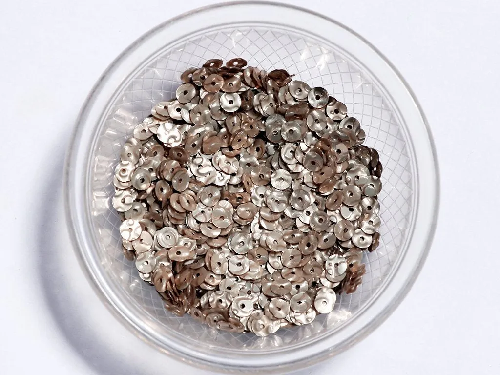 Light Silver Centre Hole Designer Circular Plastic Sequins- 7 mm(Wholesale)