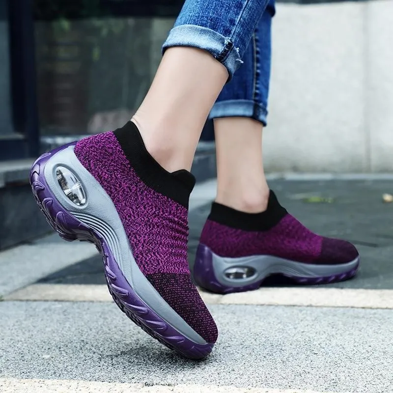 Mesh slip on sneakers for women comfort shoes for walking air cushion