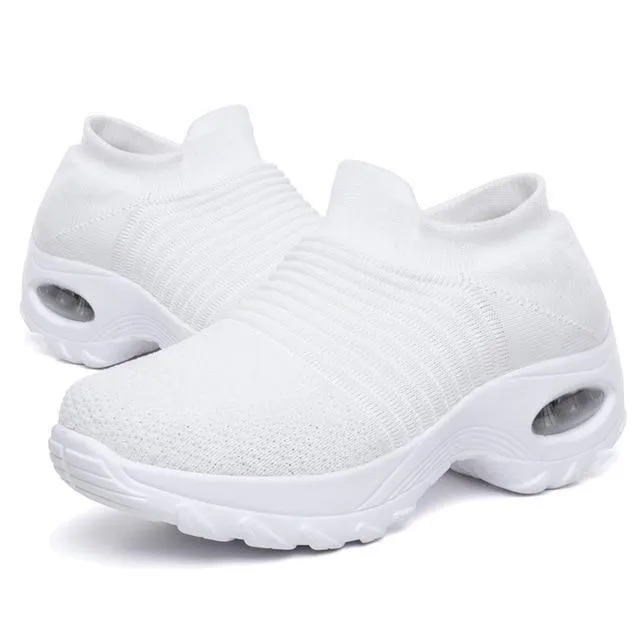 Mesh slip on sneakers for women comfort shoes for walking air cushion