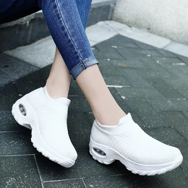 Mesh slip on sneakers for women comfort shoes for walking air cushion