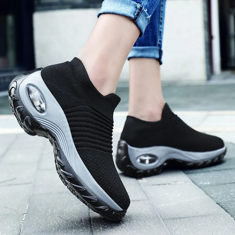 Mesh slip on sneakers for women comfort shoes for walking air cushion