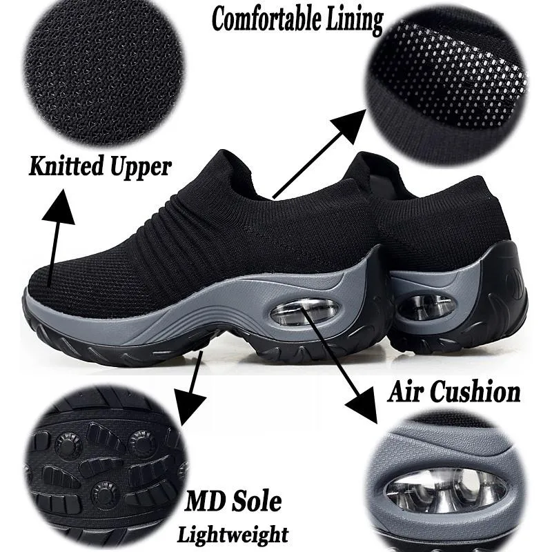 Mesh slip on sneakers for women comfort shoes for walking air cushion
