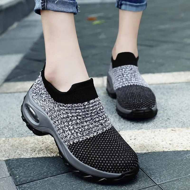 Mesh slip on sneakers for women comfort shoes for walking air cushion