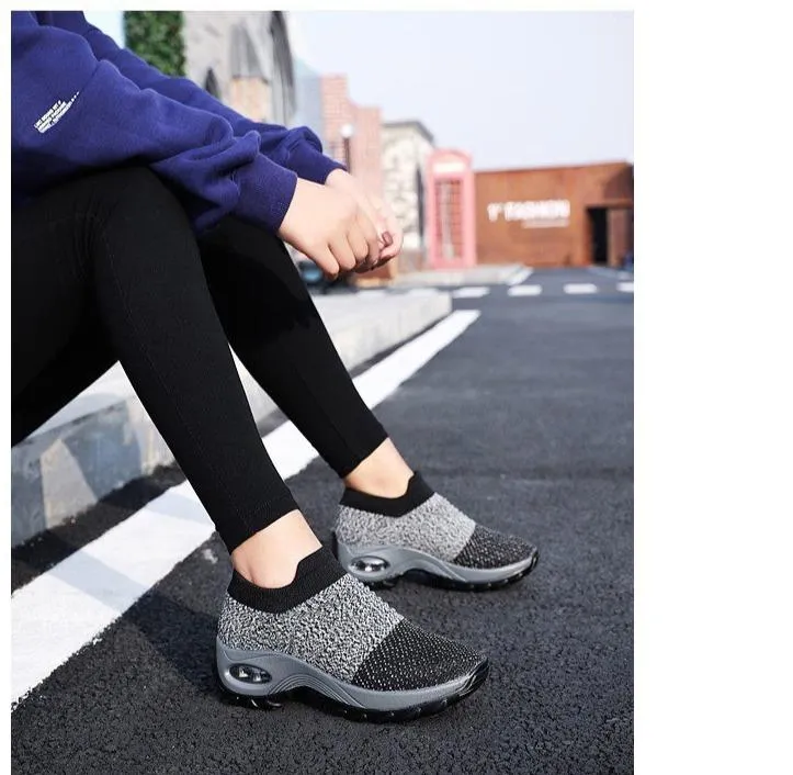 Mesh slip on sneakers for women comfort shoes for walking air cushion