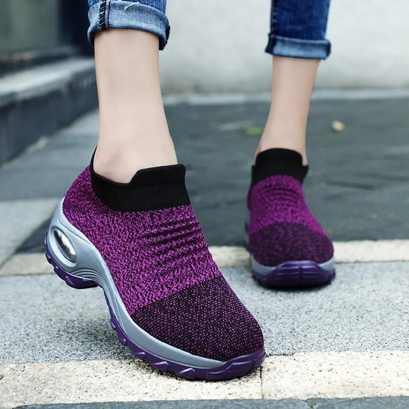 Mesh slip on sneakers for women comfort shoes for walking air cushion