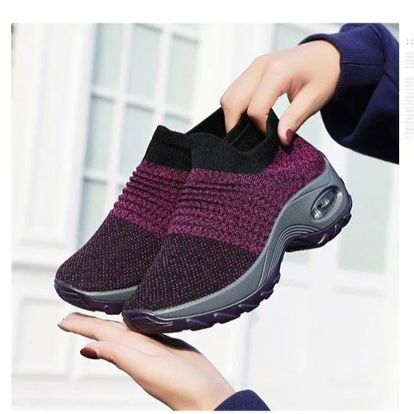 Mesh slip on sneakers for women comfort shoes for walking air cushion