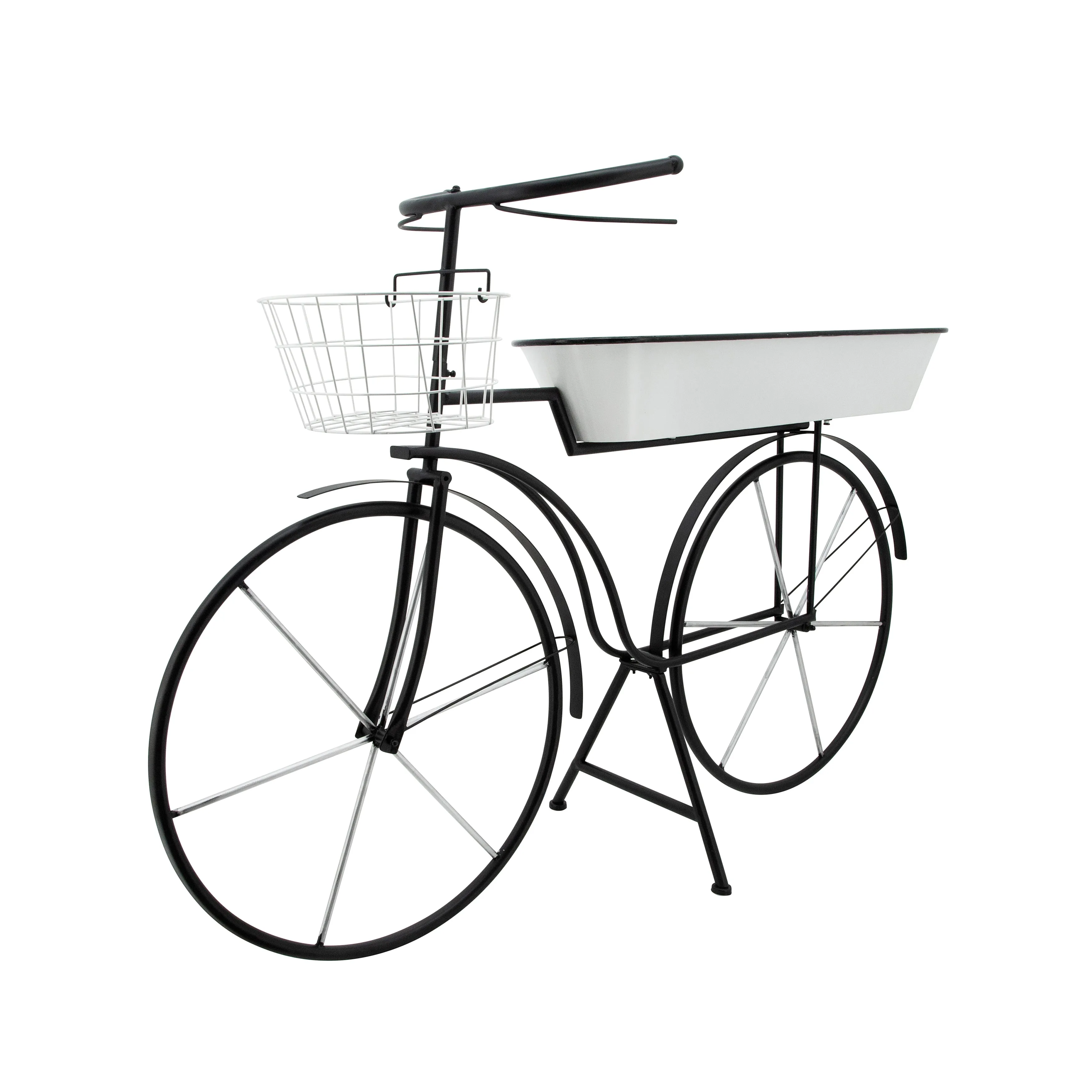 Metal 30"H Bike Planter, White Kd