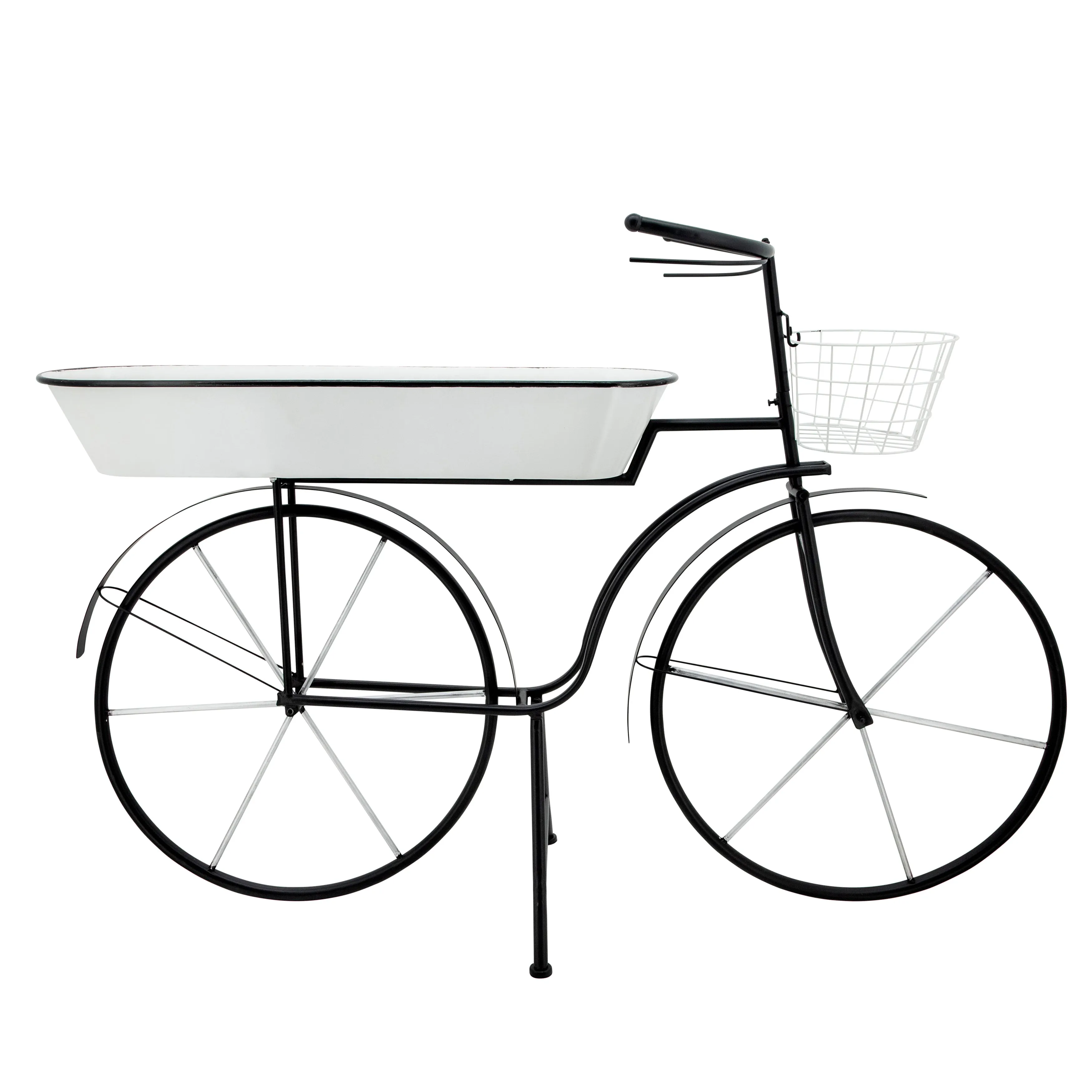 Metal 30"H Bike Planter, White Kd