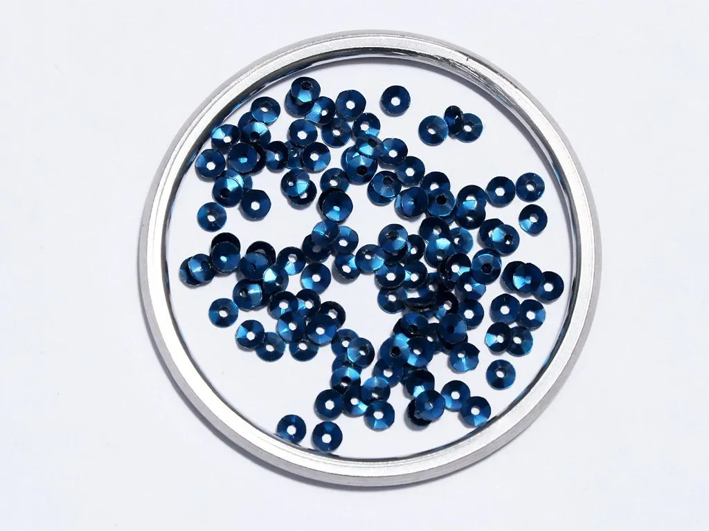 Metallic Blue Centre Hole Bowl Plastic Sequins- 5 mm(Wholesale)