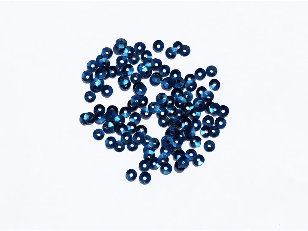 Metallic Blue Centre Hole Bowl Plastic Sequins- 5 mm(Wholesale)