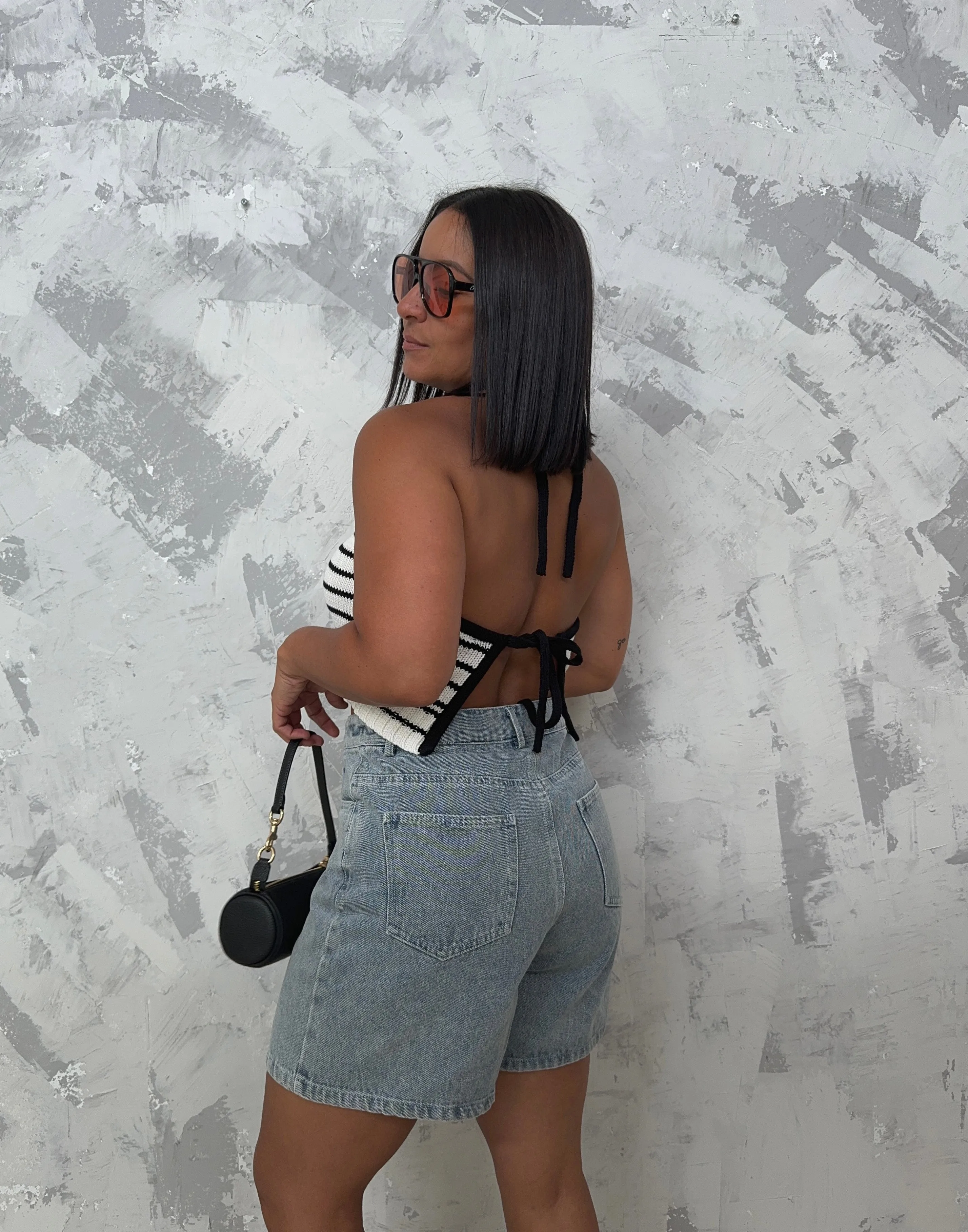 Mid Length Denim Shorts