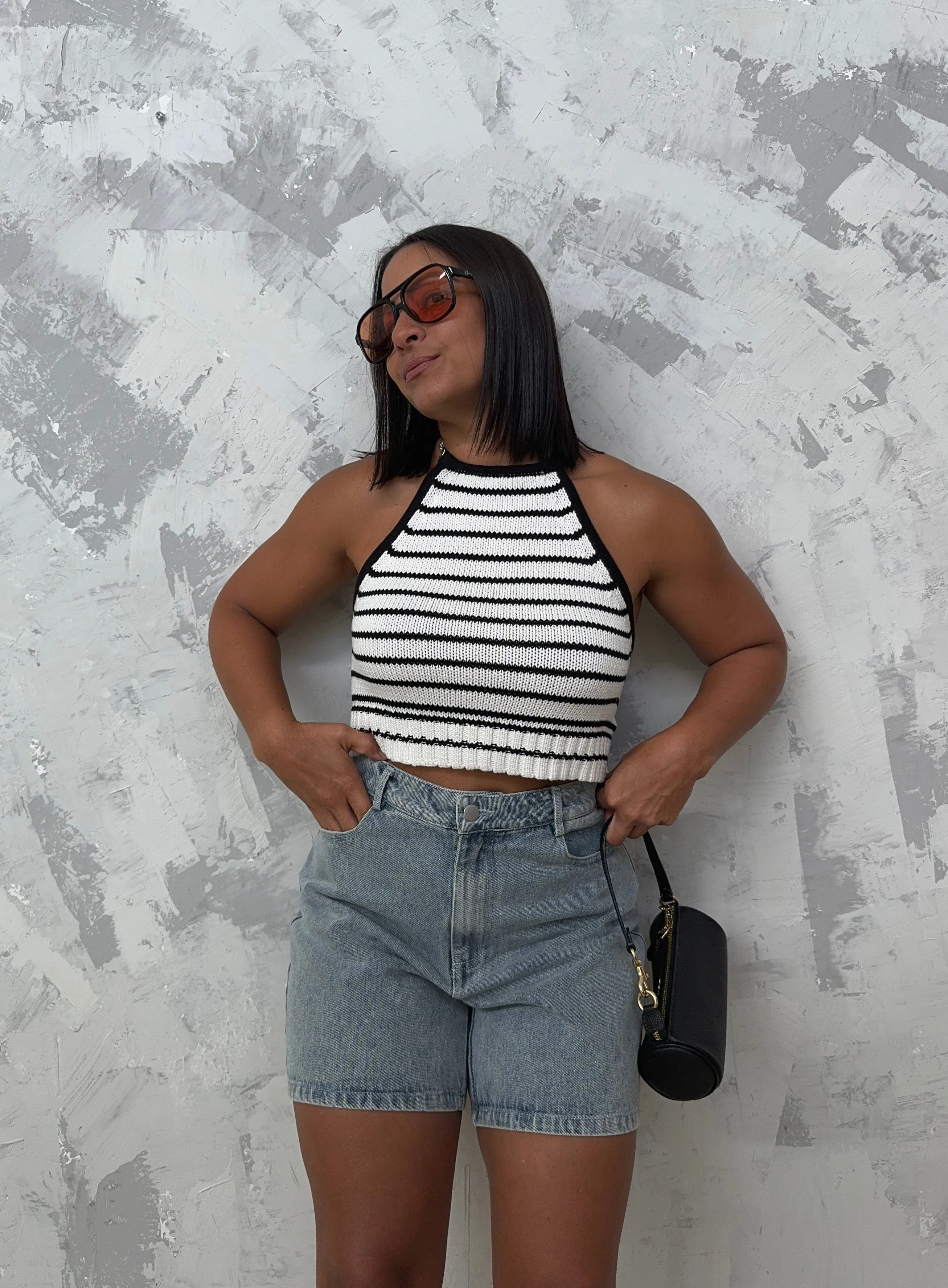 Mid Length Denim Shorts