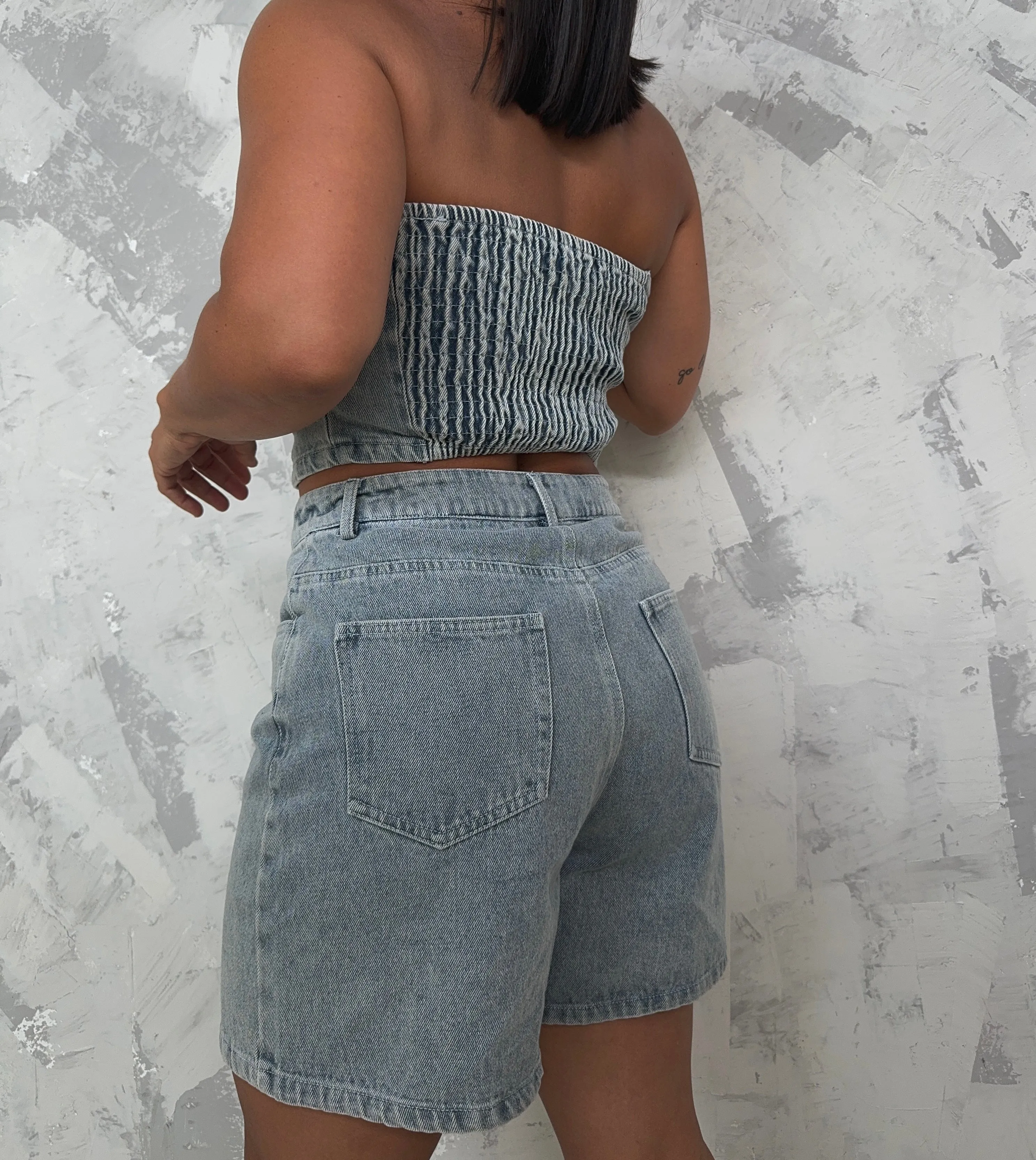 Mid Length Denim Shorts