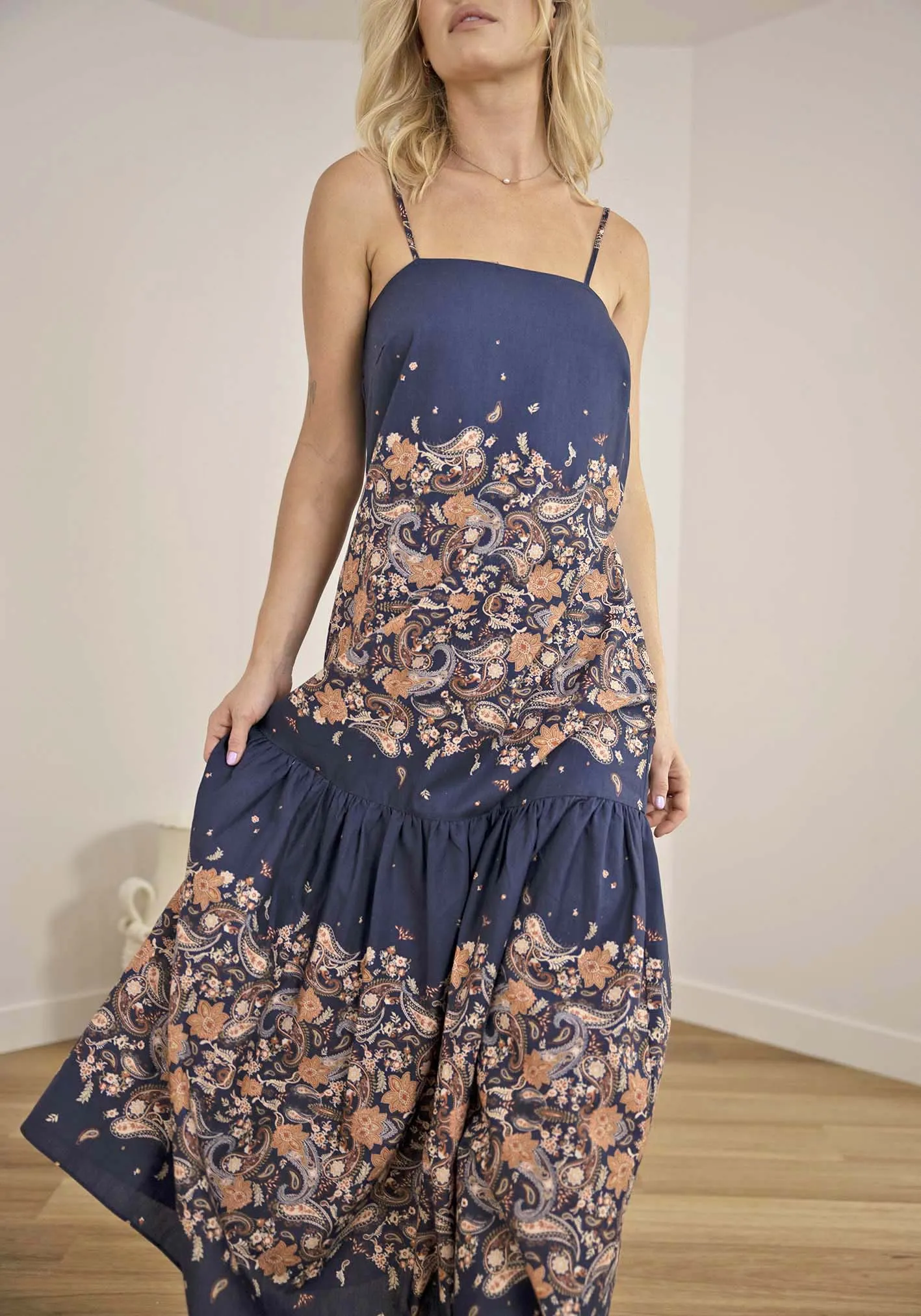 Midsummer's Paisley Linen Maxi Dress