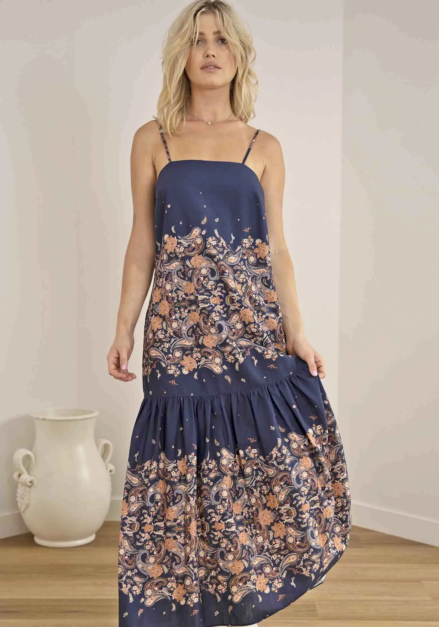 Midsummer's Paisley Linen Maxi Dress