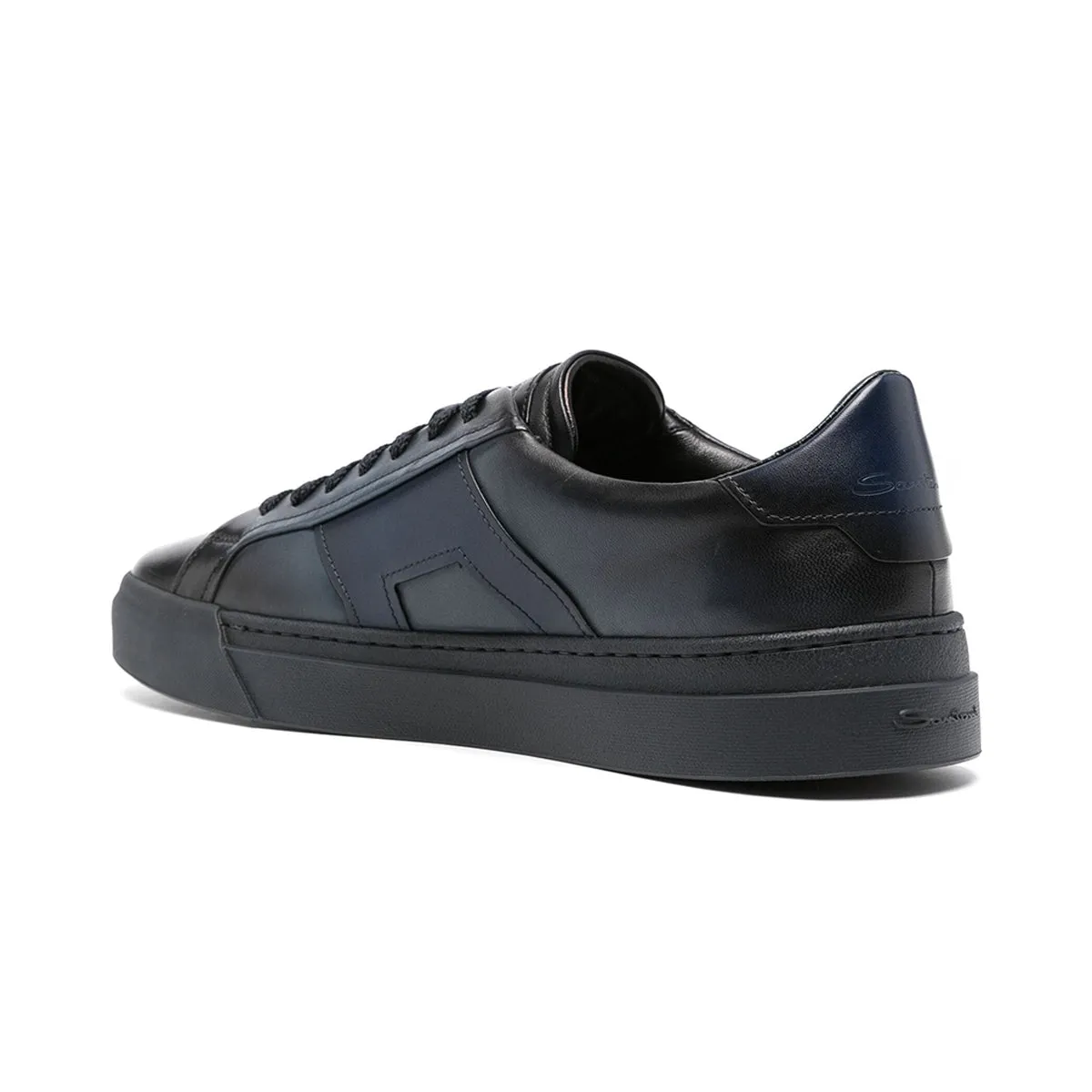 Navy Leather Double Buckle Sneaker