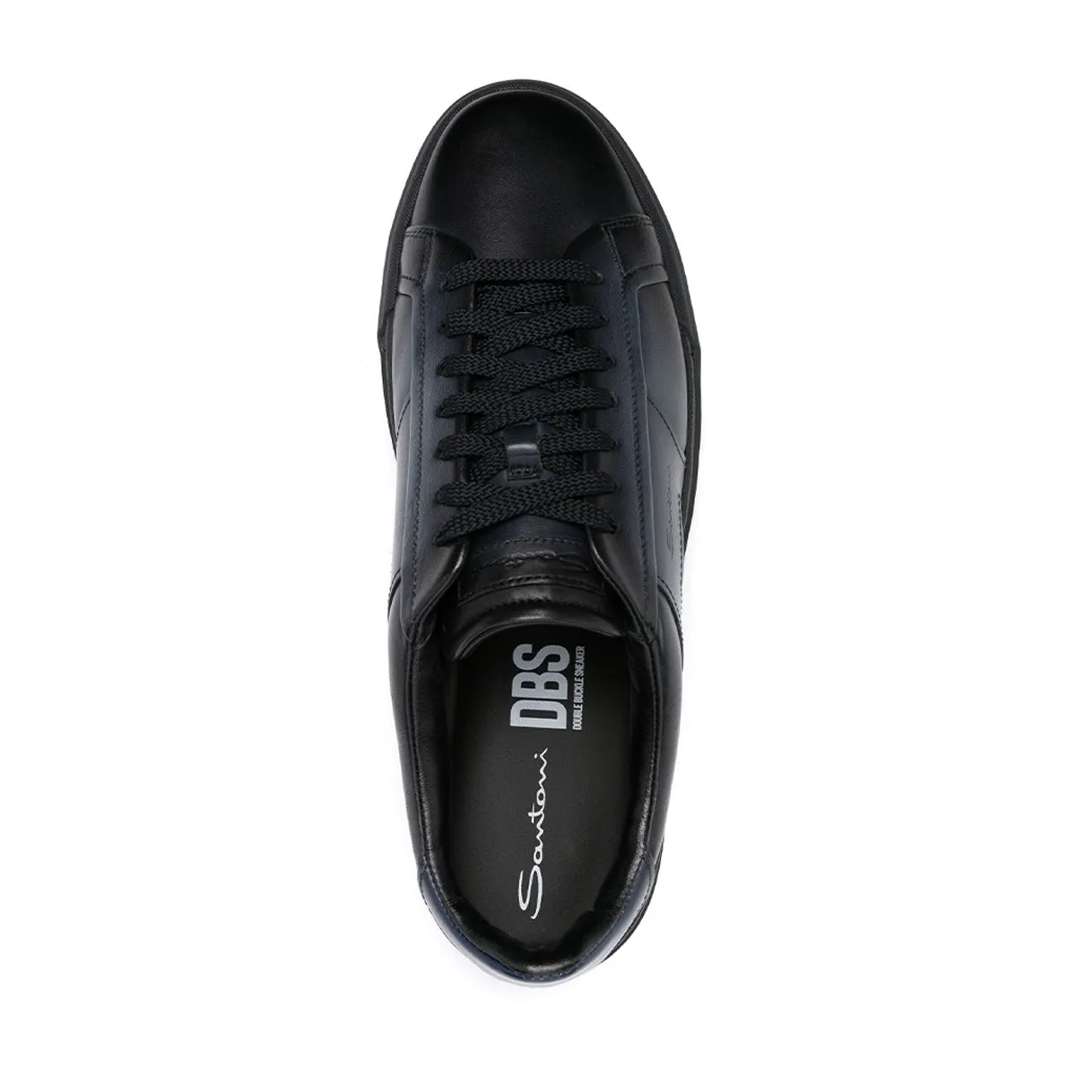 Navy Leather Double Buckle Sneaker