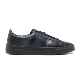 Navy Leather Double Buckle Sneaker