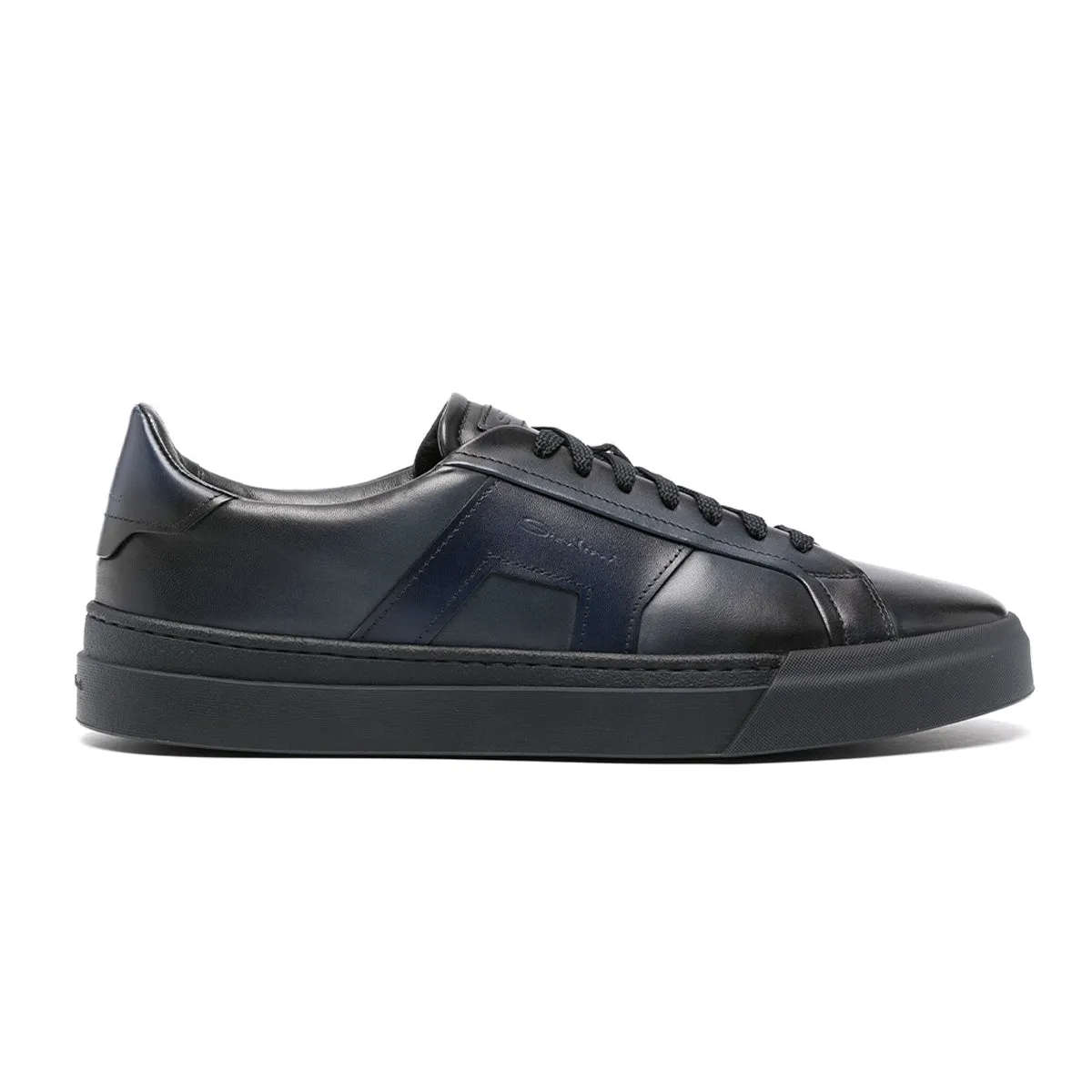 Navy Leather Double Buckle Sneaker