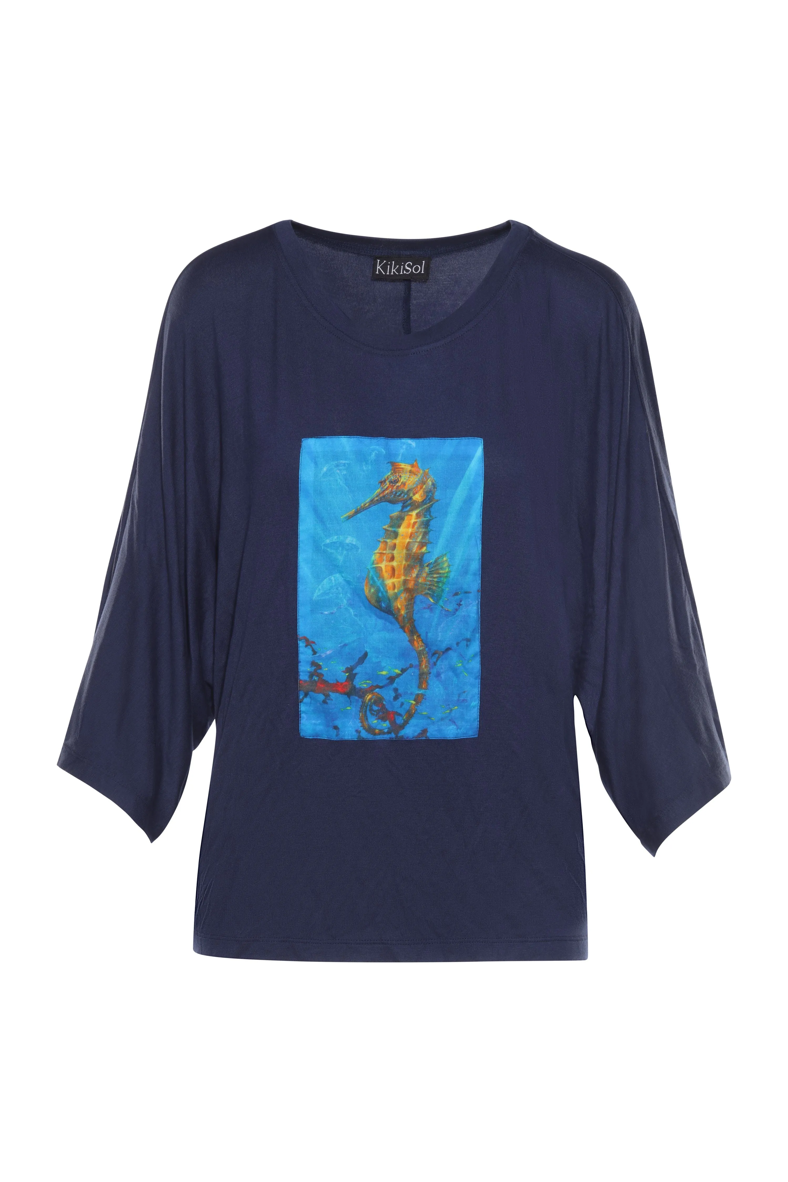 Navy Seahorse Knit Tee
