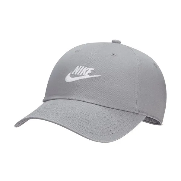 Nike Club Unstructured Futura Wash Cap Particle Grey - White