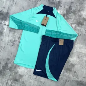 Nike Strike set Aqua - 1/2 zip & shorts