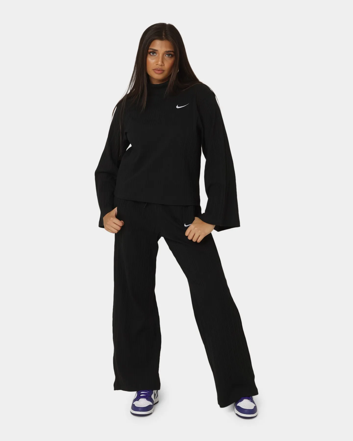 Nike Women's Nike Sportswear Jersey Rib Wide Leg Pants Black/White