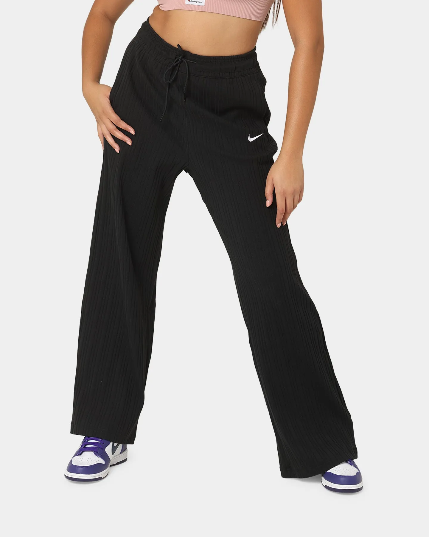 Nike Women's Nike Sportswear Jersey Rib Wide Leg Pants Black/White