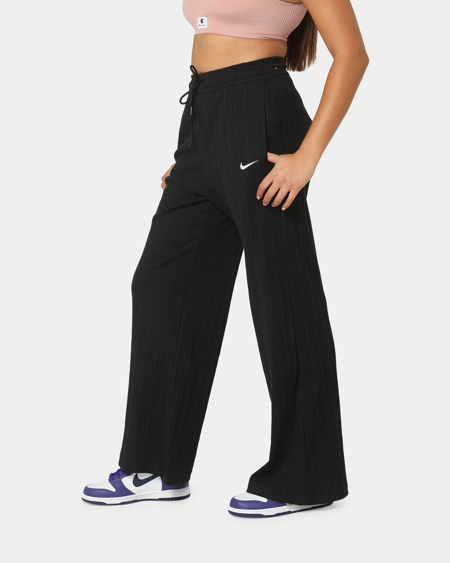 Nike Women's Nike Sportswear Jersey Rib Wide Leg Pants Black/White