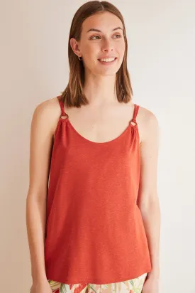 Orange linen vest top