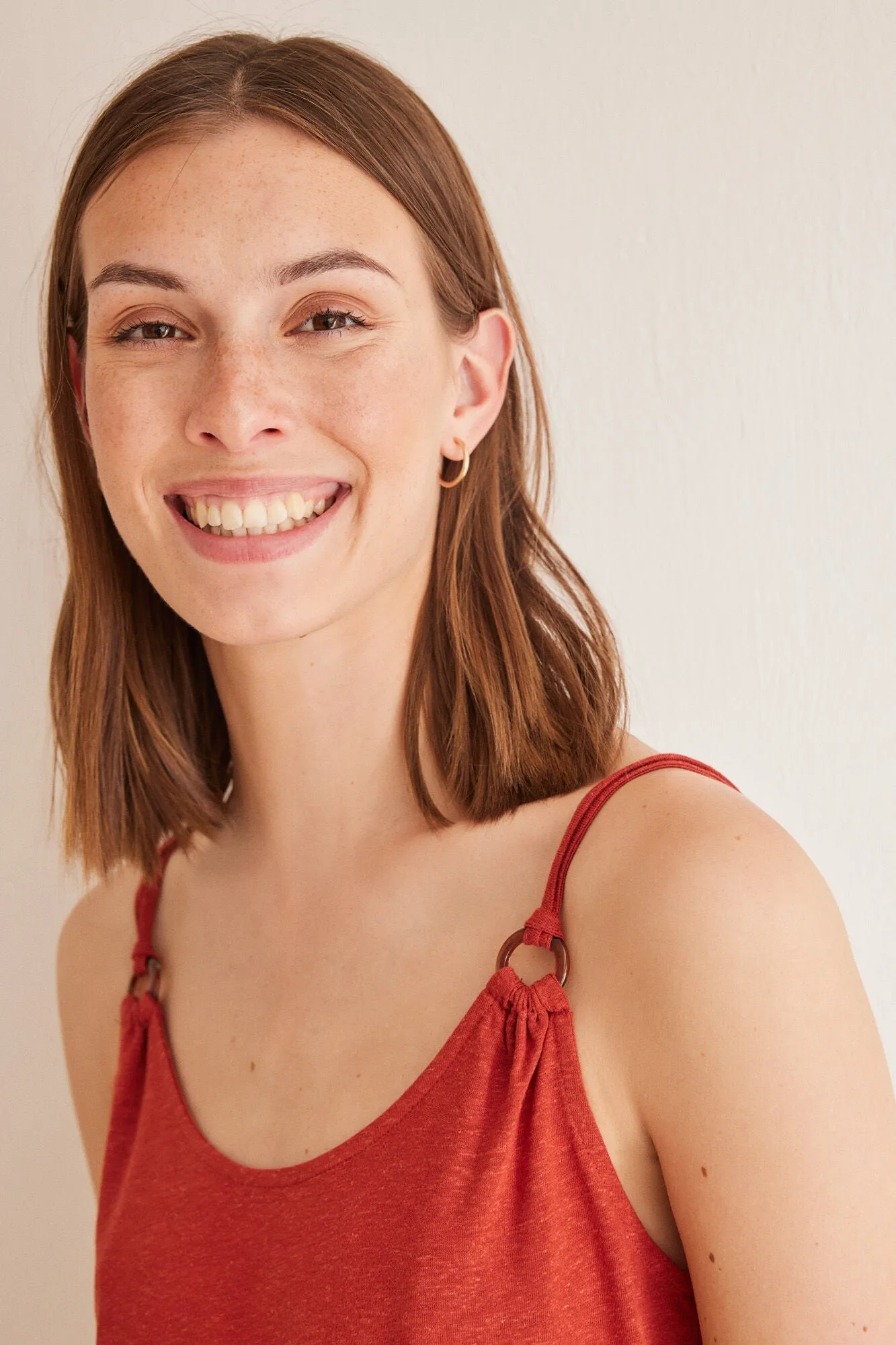 Orange linen vest top
