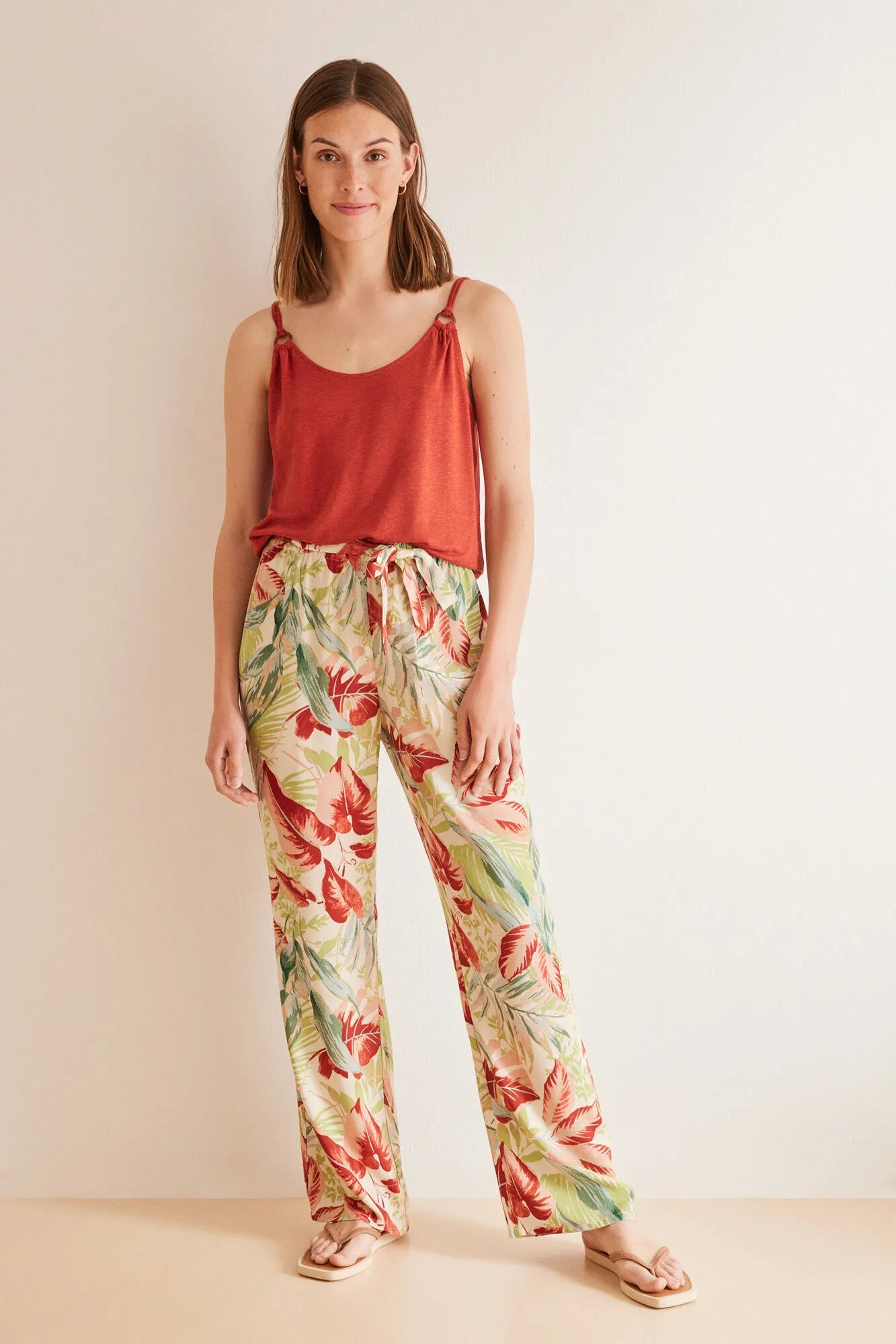 Orange linen vest top