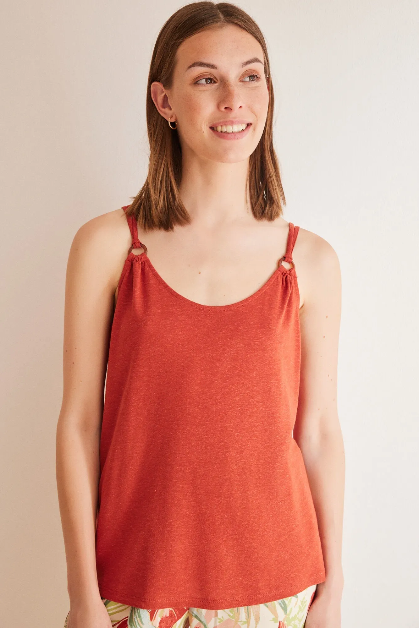 Orange linen vest top