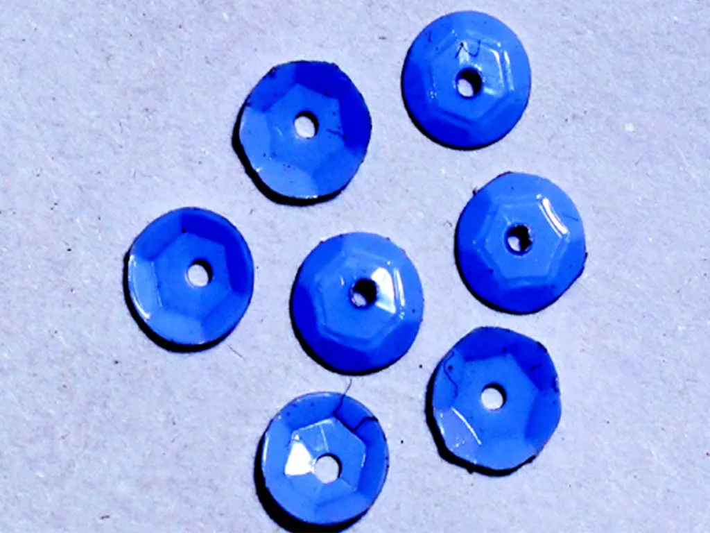 Pastel Blue Centre Hole Flat Circular Plastic Sequins- 8 mm(Wholesale)