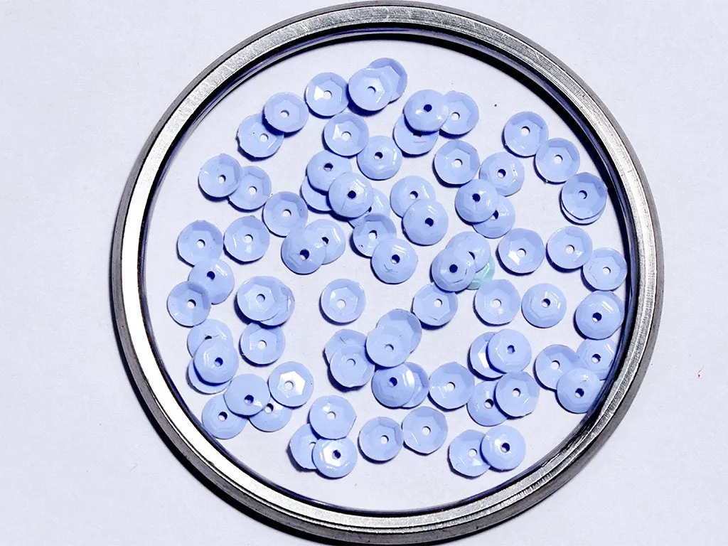 Pastel Blue Centre Hole Flat Circular Plastic Sequins- 8 mm(Wholesale)