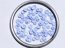 Pastel Blue Centre Hole Flat Circular Plastic Sequins- 8 mm(Wholesale)