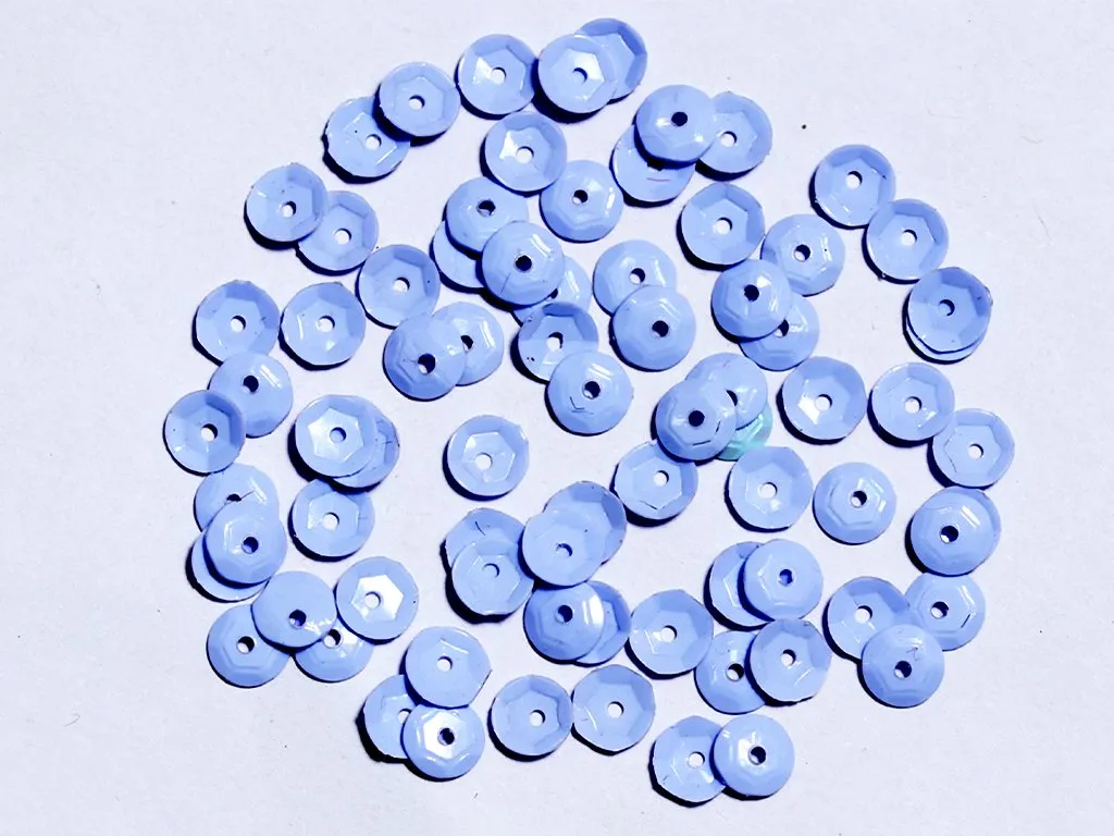 Pastel Blue Centre Hole Flat Circular Plastic Sequins- 8 mm(Wholesale)