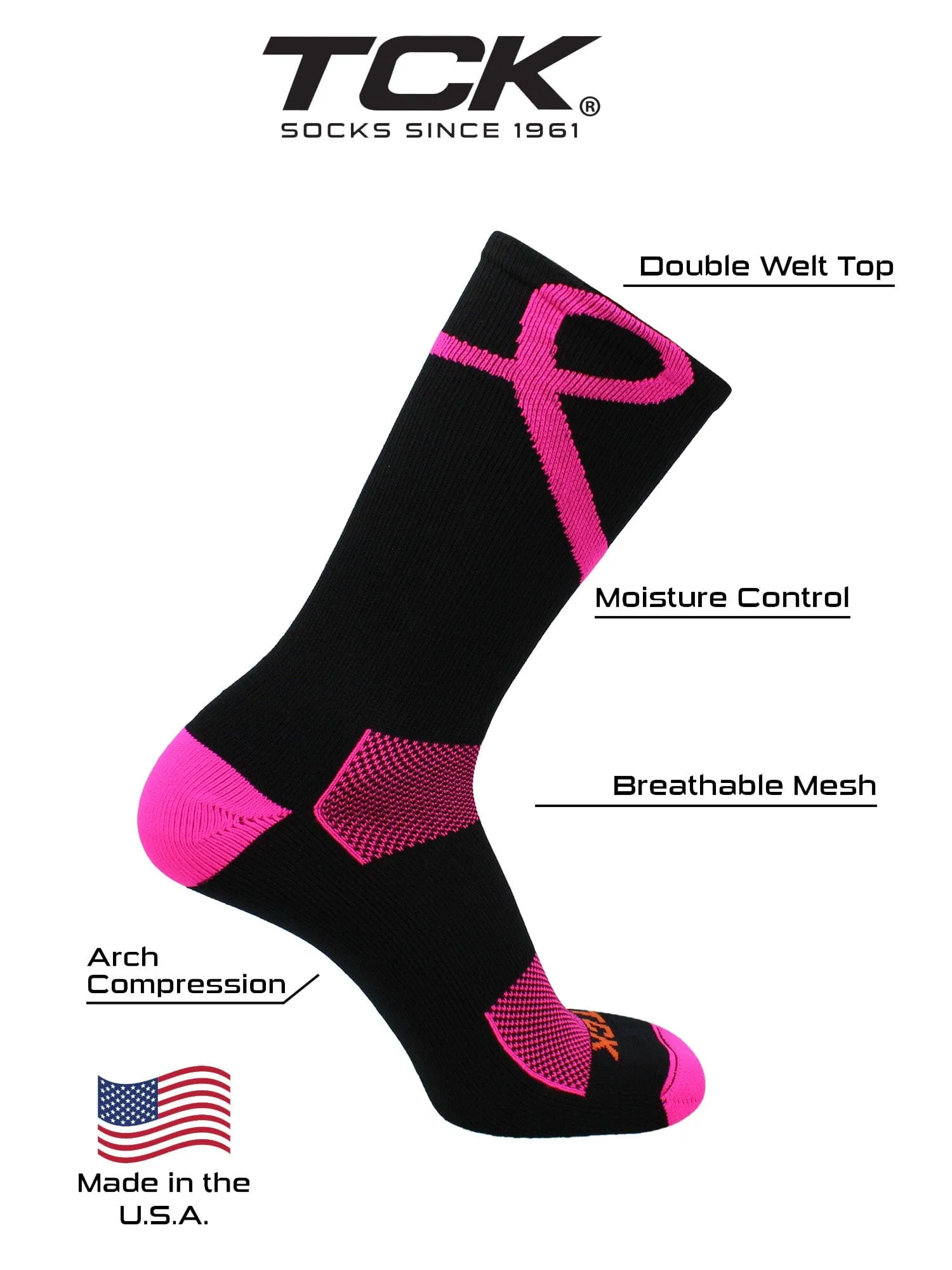 Pink Ribbon Awareness Crew Socks