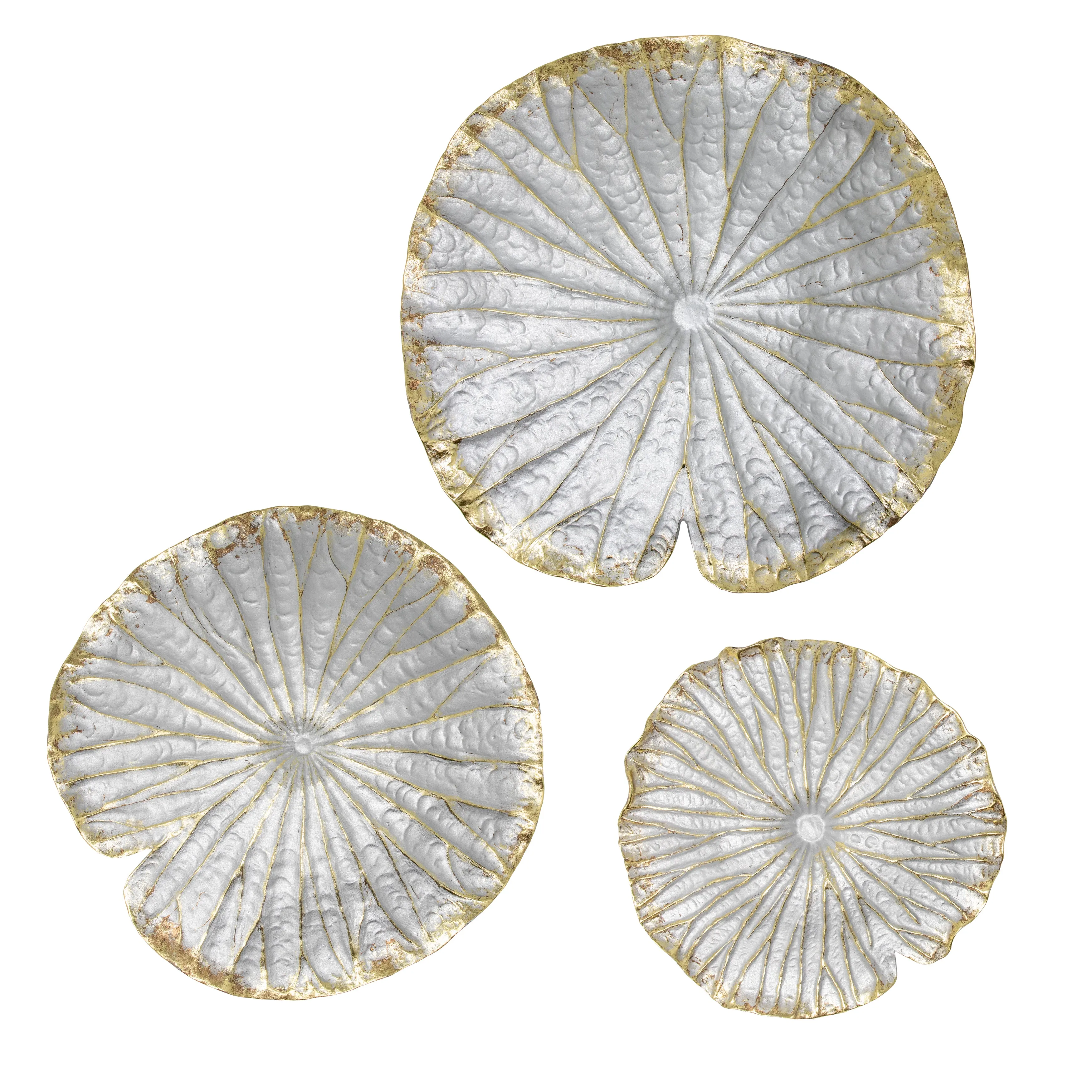 Polyresin 19" Lotus Wall Decor, Silver/Gold