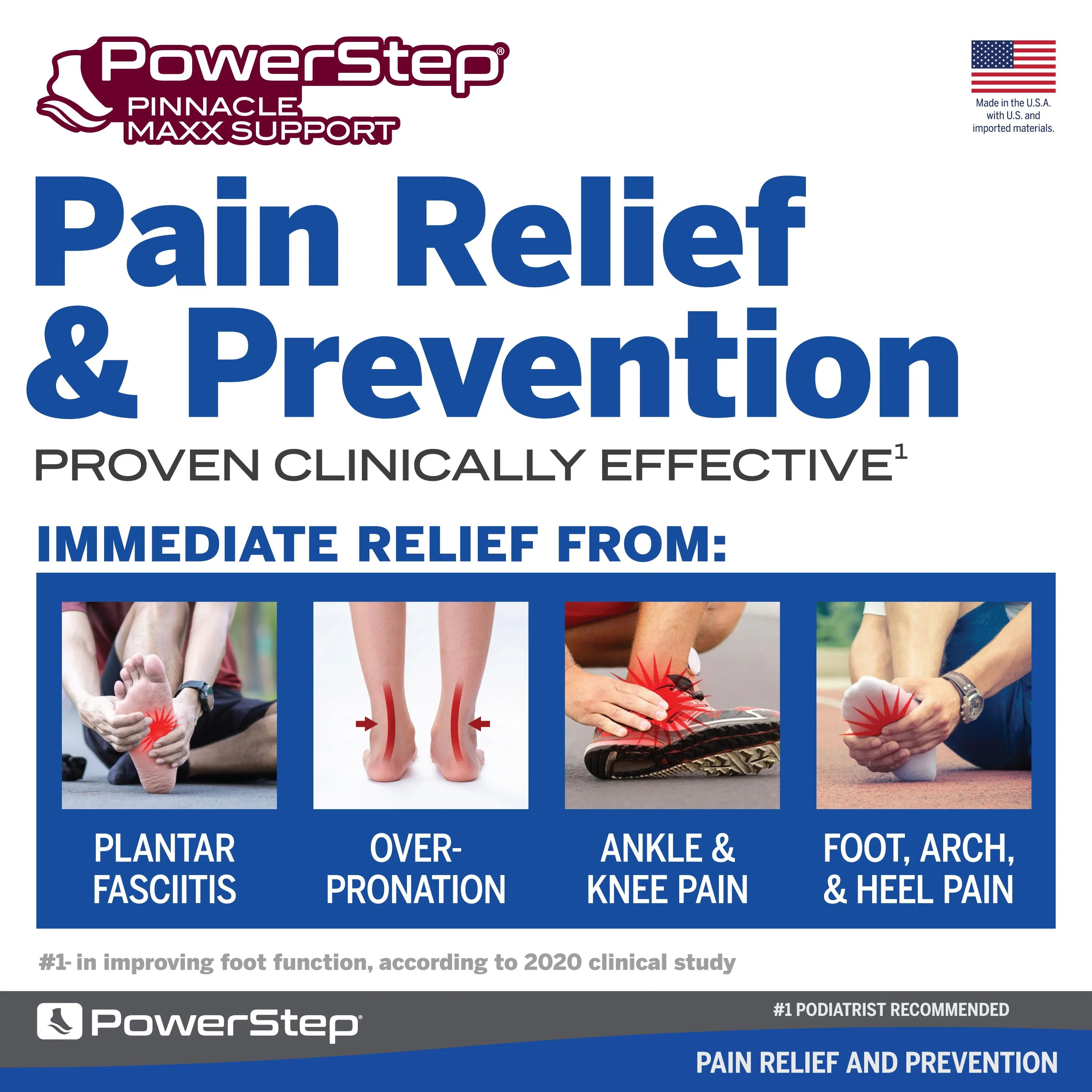 PowerStep Maxx Insoles | Corrective Orthotic Insoles for Overpronation, Max Stability